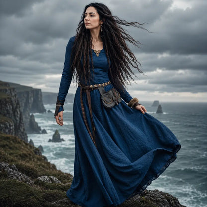 Blau Wikinger Frau Kleid