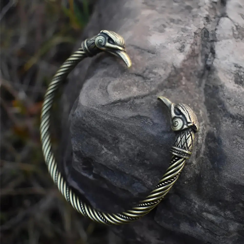 Bronze Wikinger Armband mit Krahen