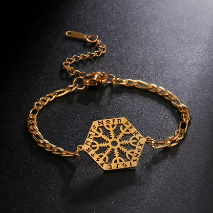 Gold Viking Style Bracelet Aegishjalmur