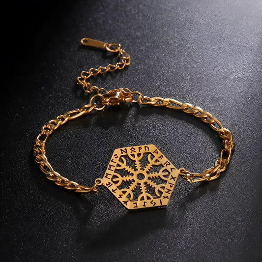 Gold Viking Style Bracelet Aegishjalmur