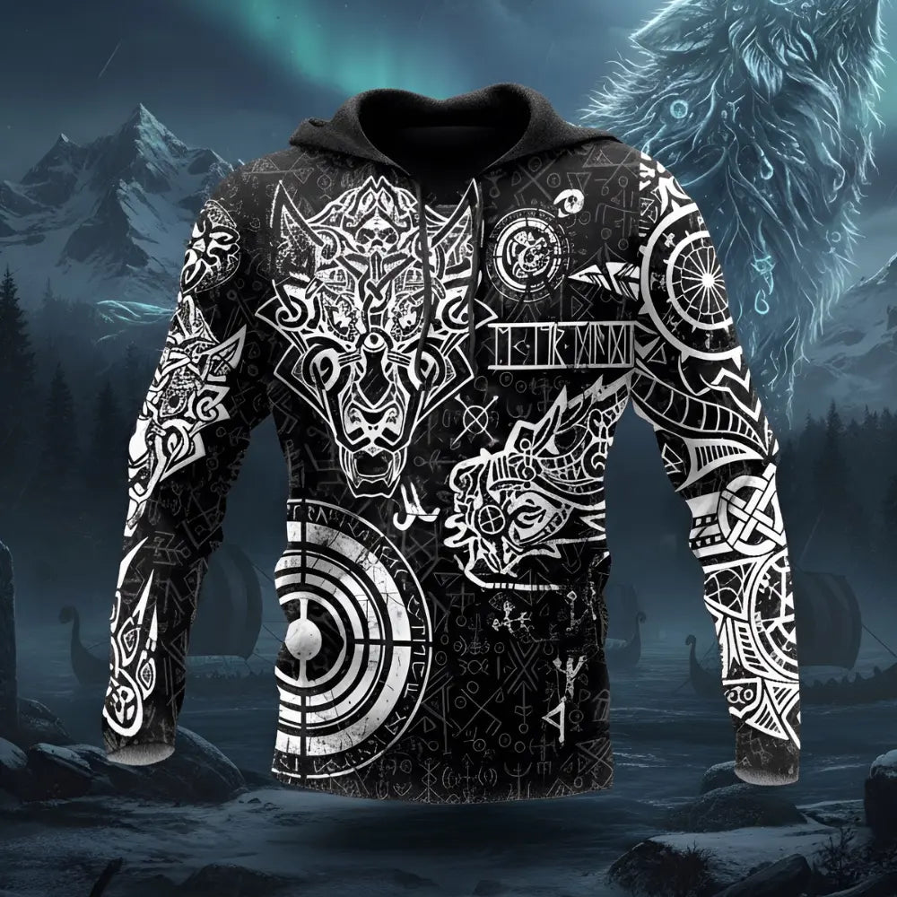 Hoodie Herren Wolf Mann