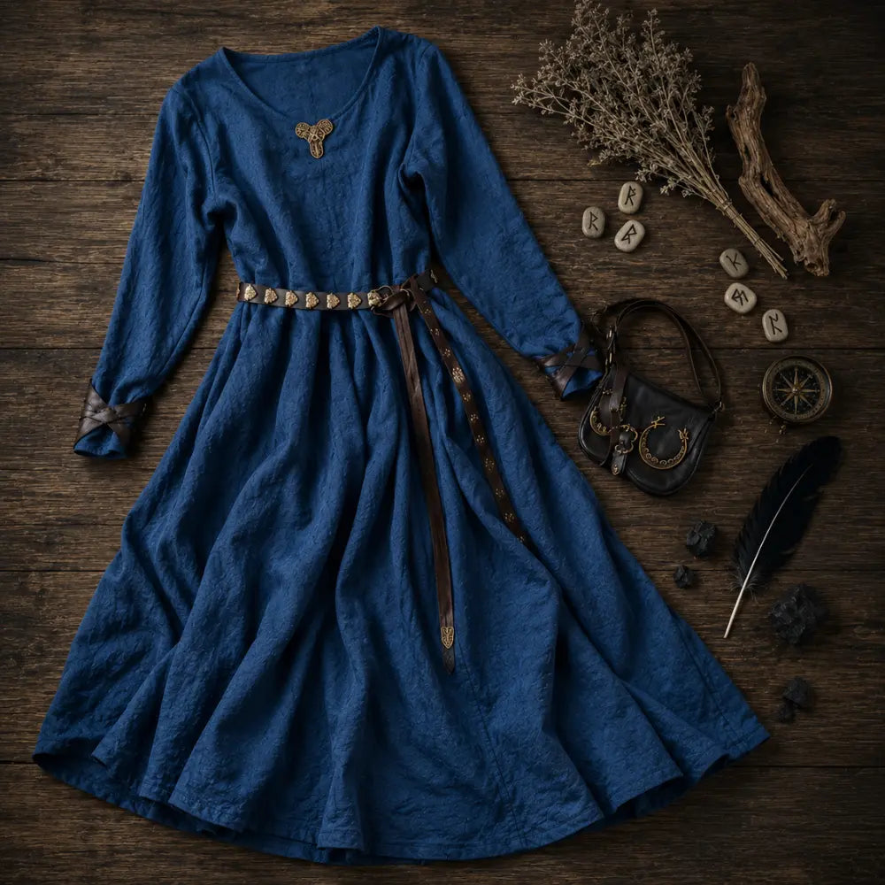 Marineblau Wikinger Frau Kleid