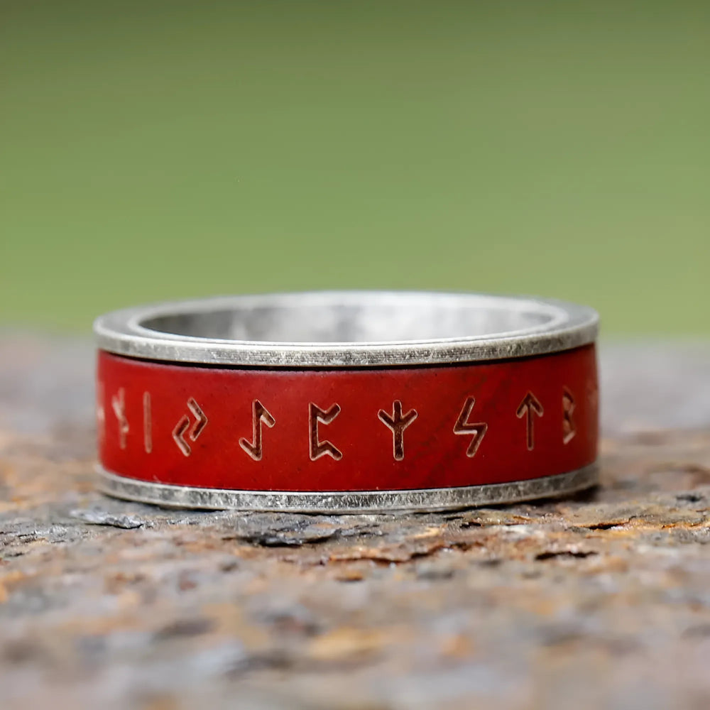 Red Vintage Wikinger Runes Ringe