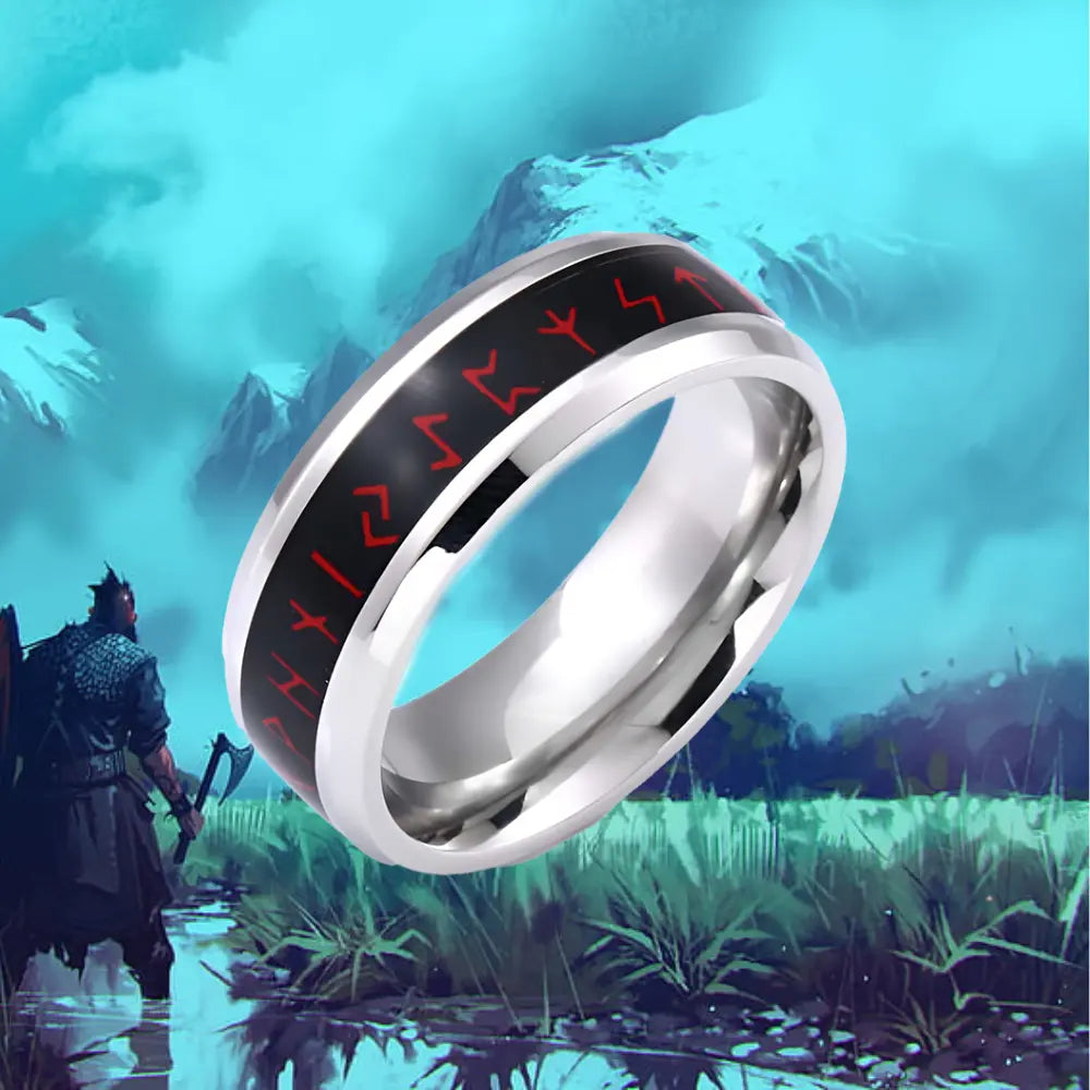 Ring Wikinger mit Nordic Rune Protection