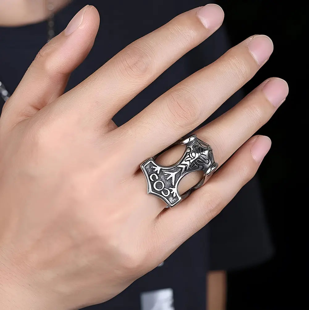 Silber Ring Thors Hammer