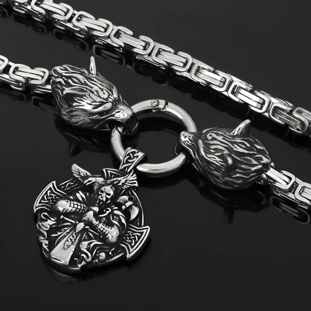 Silber Viking Kette mit Gott Odin