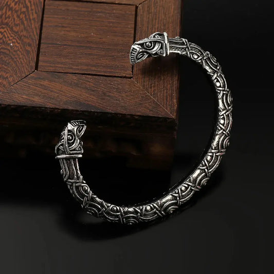 Silber Viking Warrior Bracelet​ Odin Crow