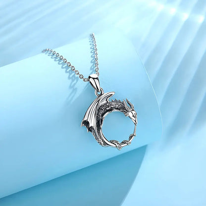 Silber Wikinger Halskette mit Nordischer Drache