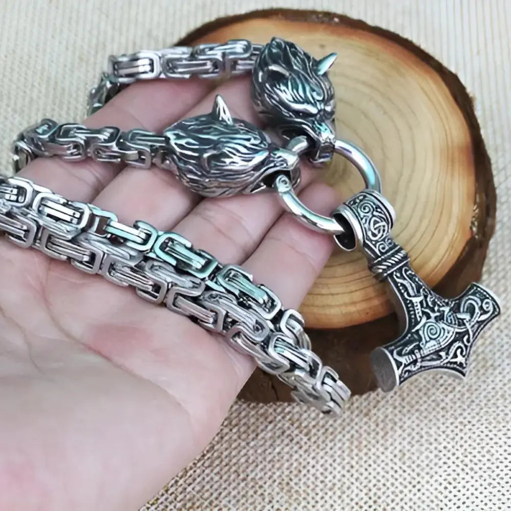 Silver Viking Chain Nordischer Wolf