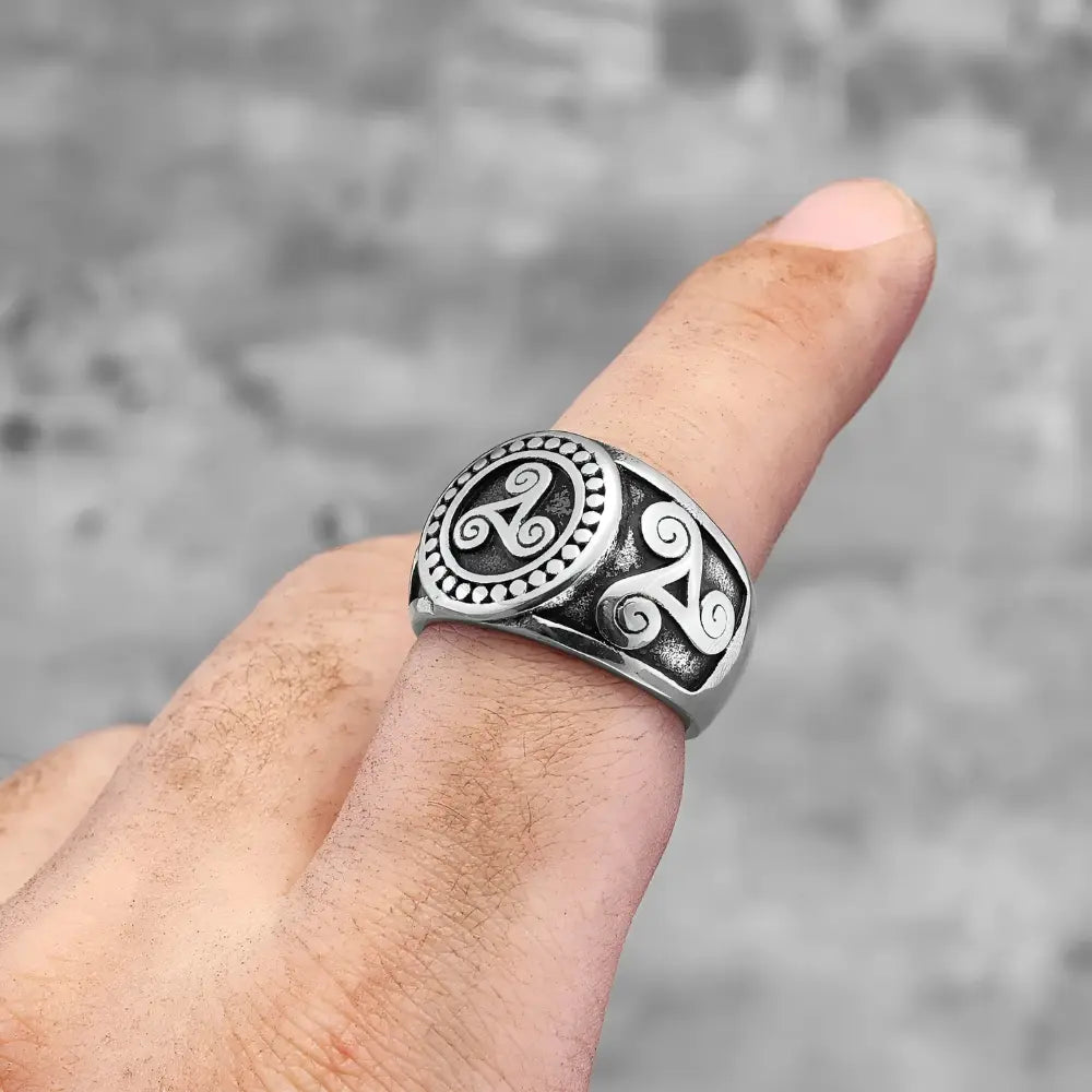 Viking Ring Triskelion Symbol