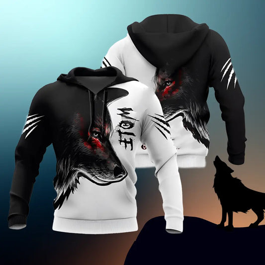 Wikinger Hoodie mit Großer Wolf