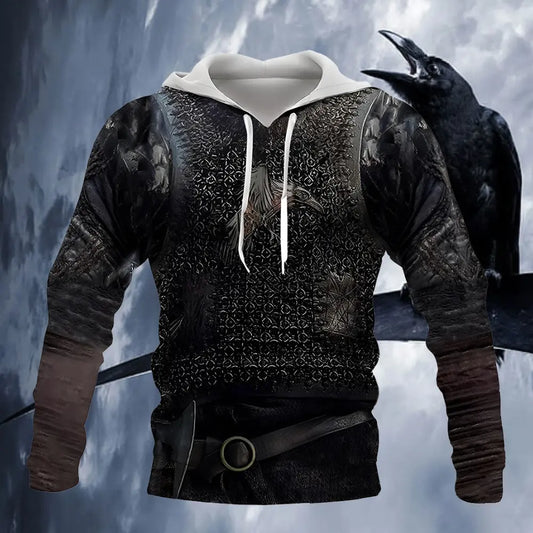 Wikinger Hoodie mit Krähe