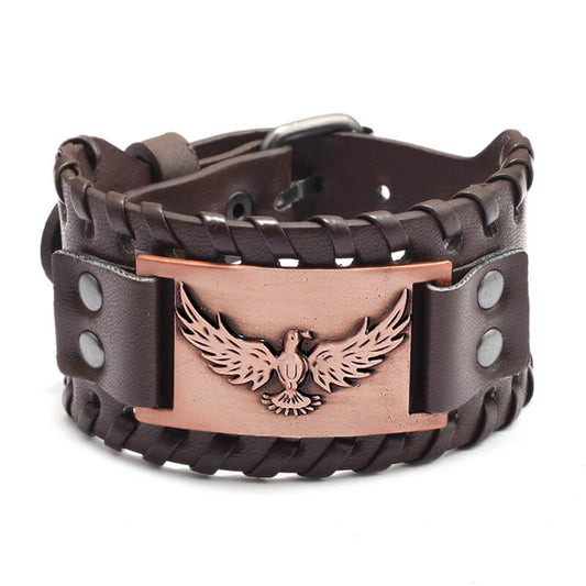 Wikinger Lederarmband mit Krähen des Gottes Odin