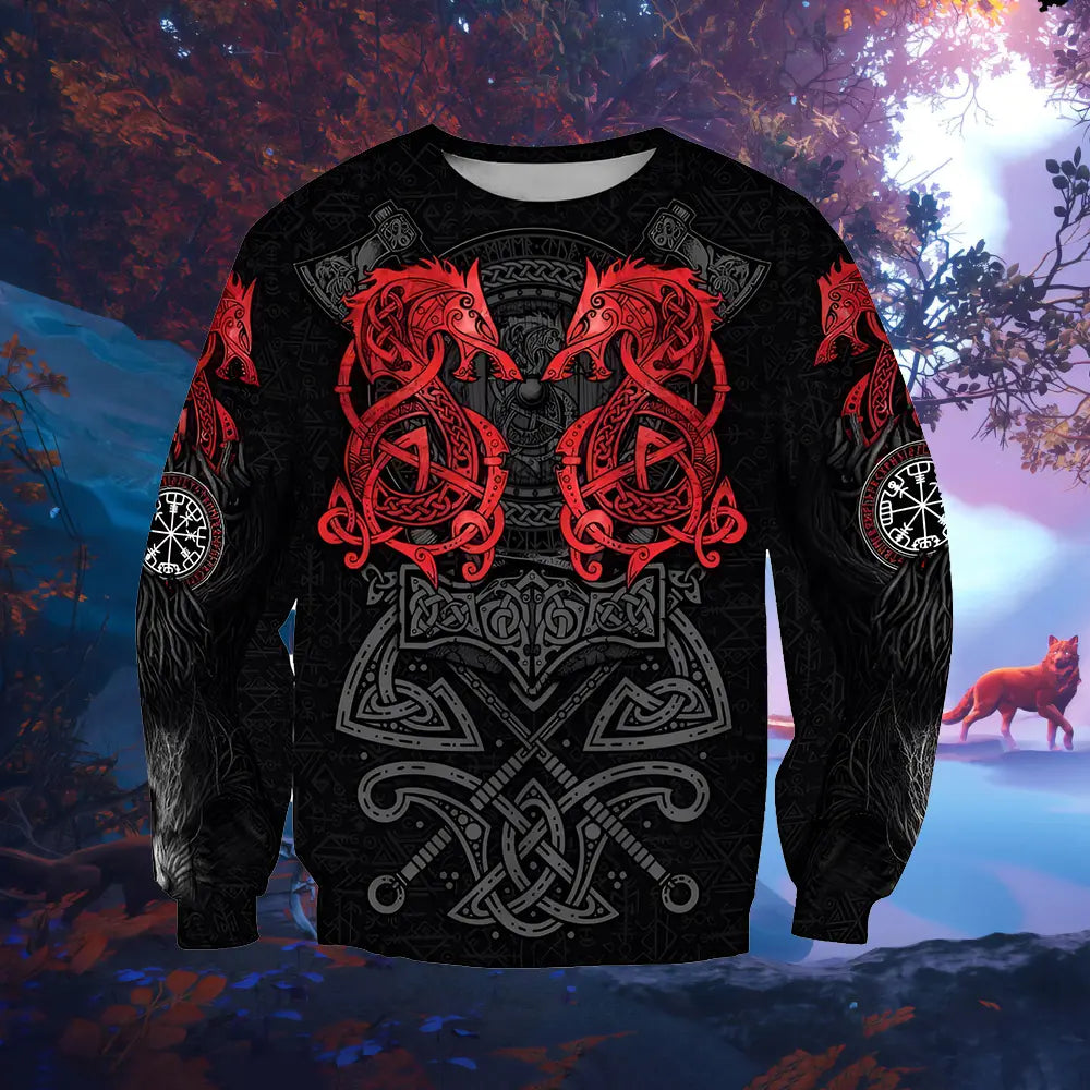 Wikinger Pullover mit Fenrir Symbol