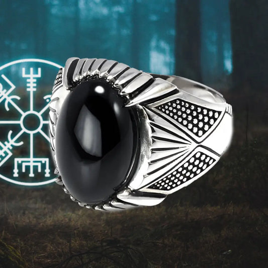 Wikinger Ring Herren Silber mit Achat