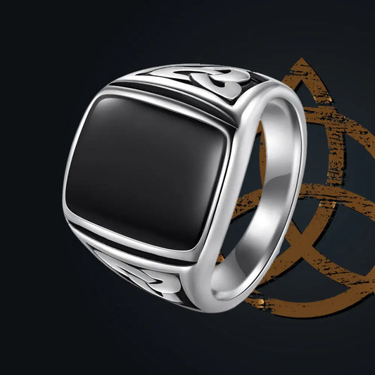 Wikinger Ring Herren mit Schwarze Fels