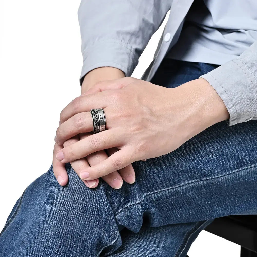 Wikinger Ring Silber Futhark Runen