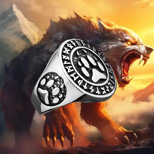 Wikinger Ring mit Fenris Wolf