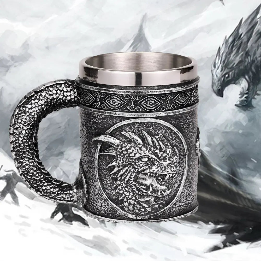 Wikinger Tasse mit Wikinger Drache