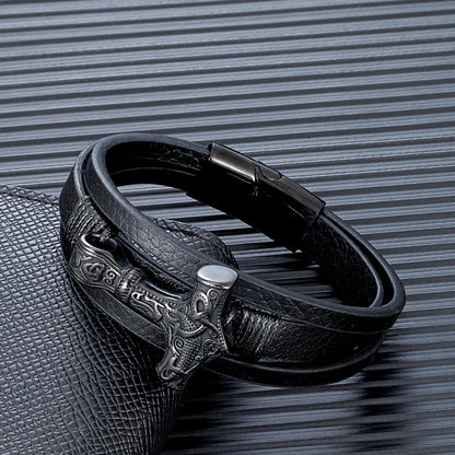 Wikinger armband leder herren | Valknut