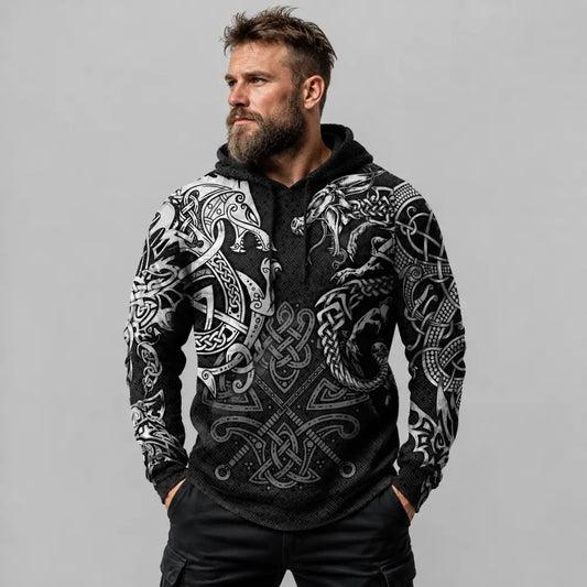 ikinger hoodie fenrir jormungandr mann grauer hintergrund