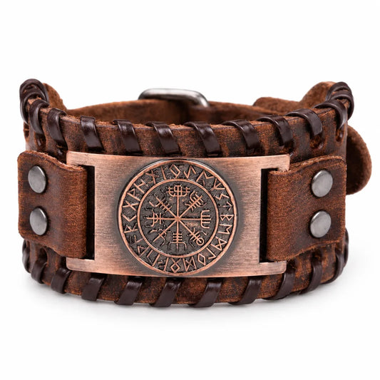 Vegvisir Armband breit auf weißem Hintergrund