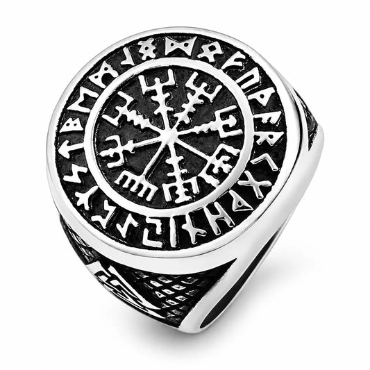 Vegvisir Siegelring Herren auf weißem Hintergrund