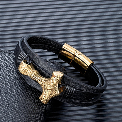 Wikinger armband leder herren | Valknut