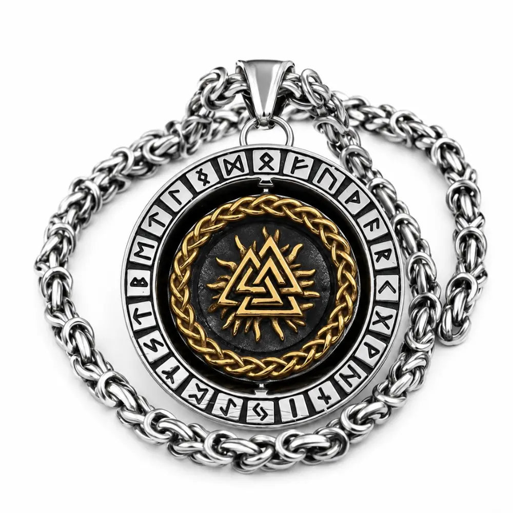 viking kette valknut anhaenger edelstahl weisser hintergrund