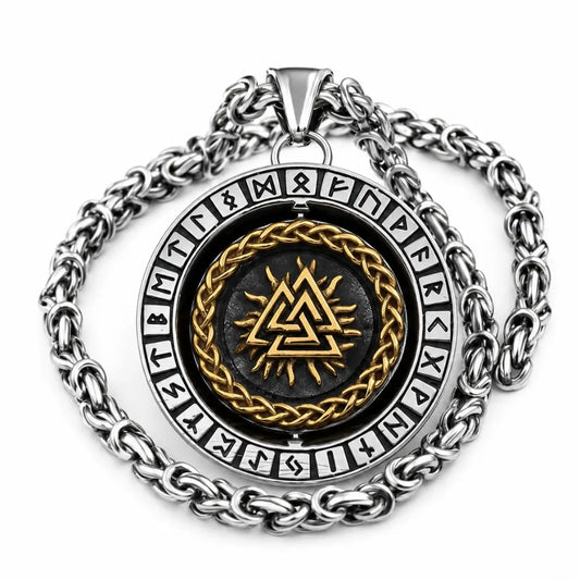 viking kette valknut anhaenger edelstahl weisser hintergrund