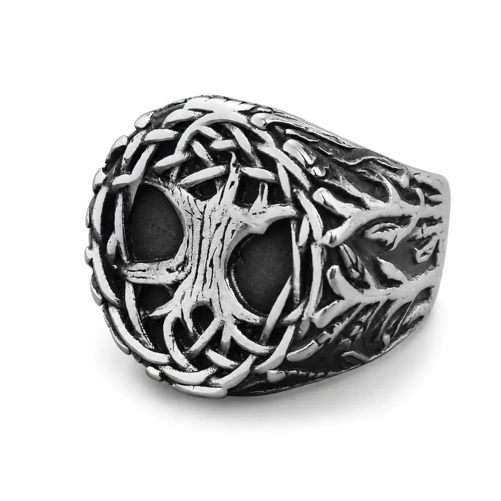 weltenbaum ring herren edelstahl produktbild weisser hintergrund