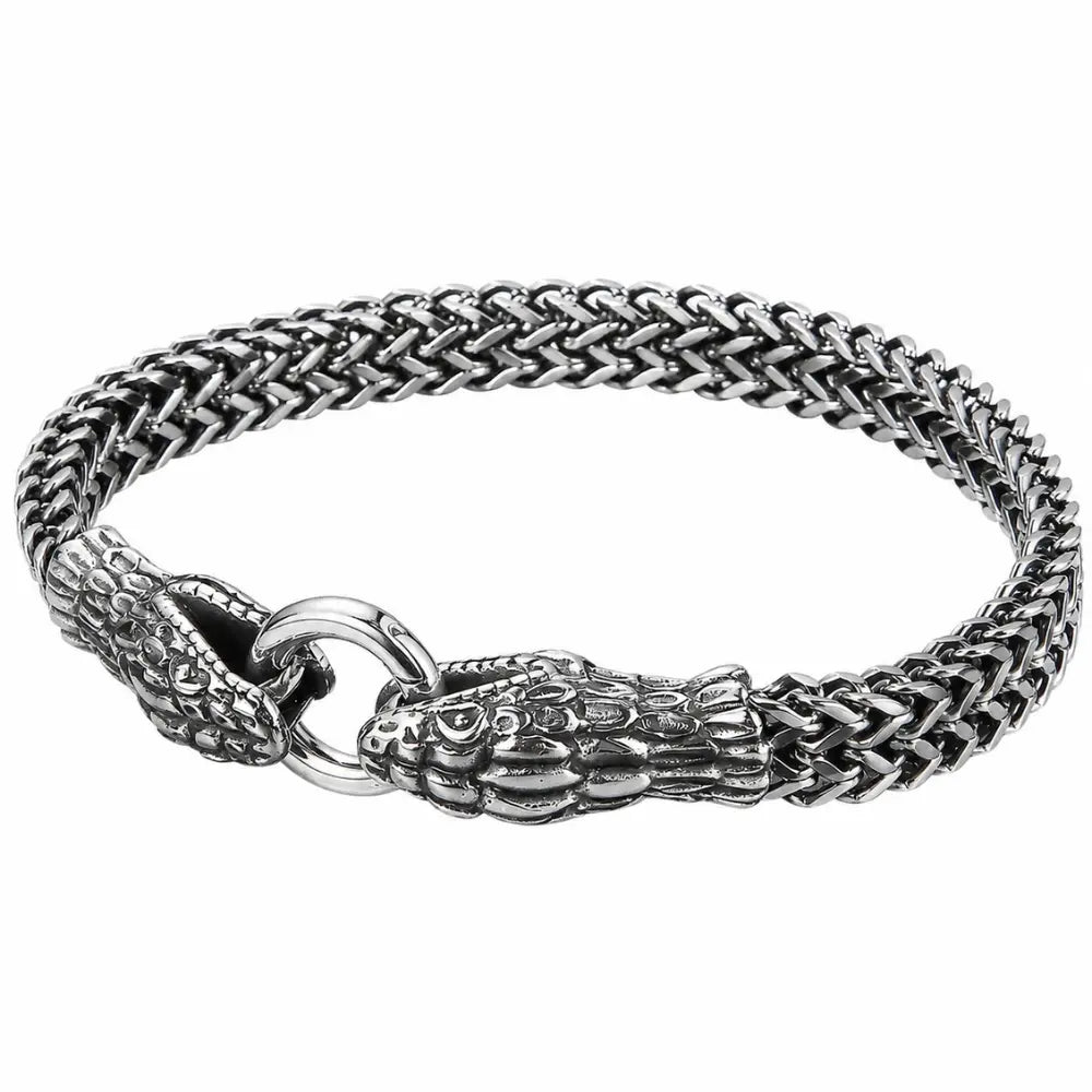 wikinger armband drachen edelstahl silber weiss