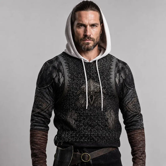 wikinger hoodie kraehe 3d print maenner raben ruestung