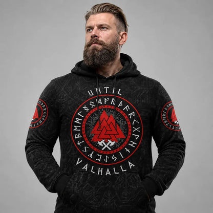 wikinger hoodie until valhalla grauer studio hintergrund mann