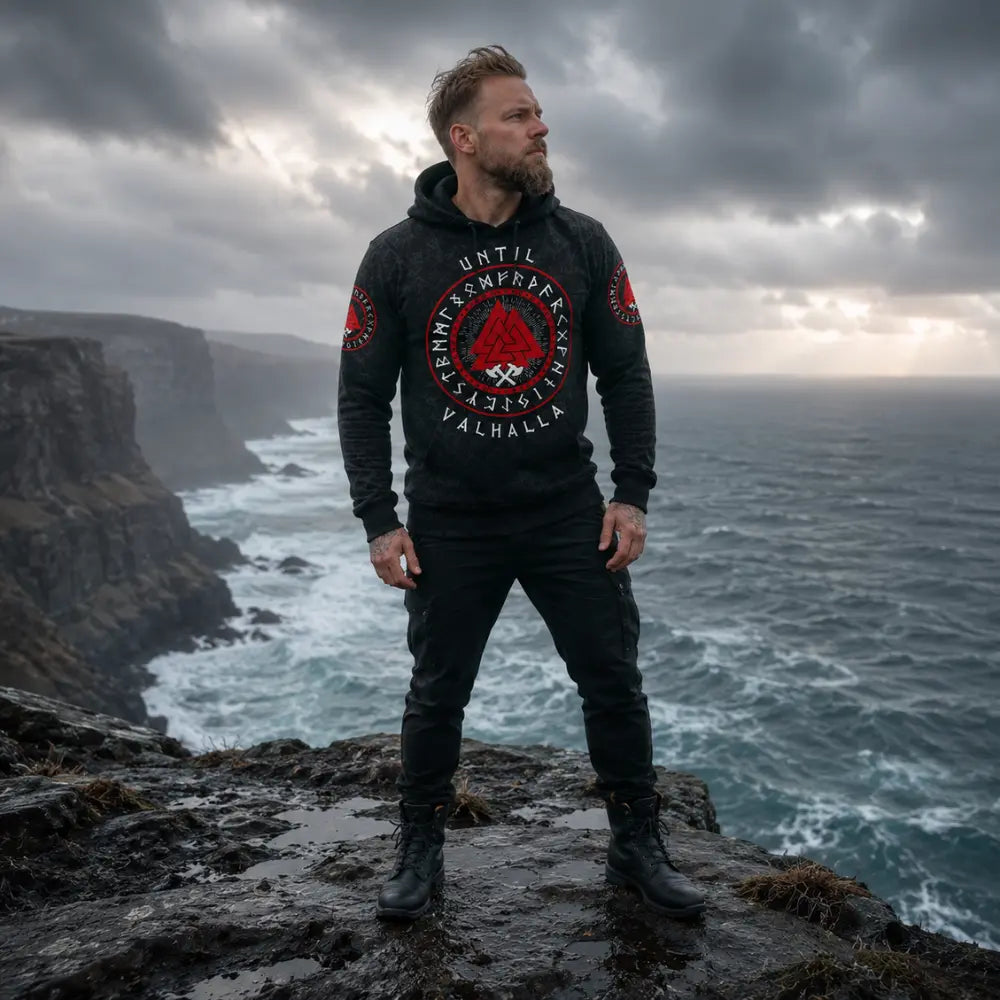 wikinger hoodie until valhalla kuestenfelsen nordsee look