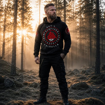 wikinger hoodie until valhalla wald morgennebel outdoor look