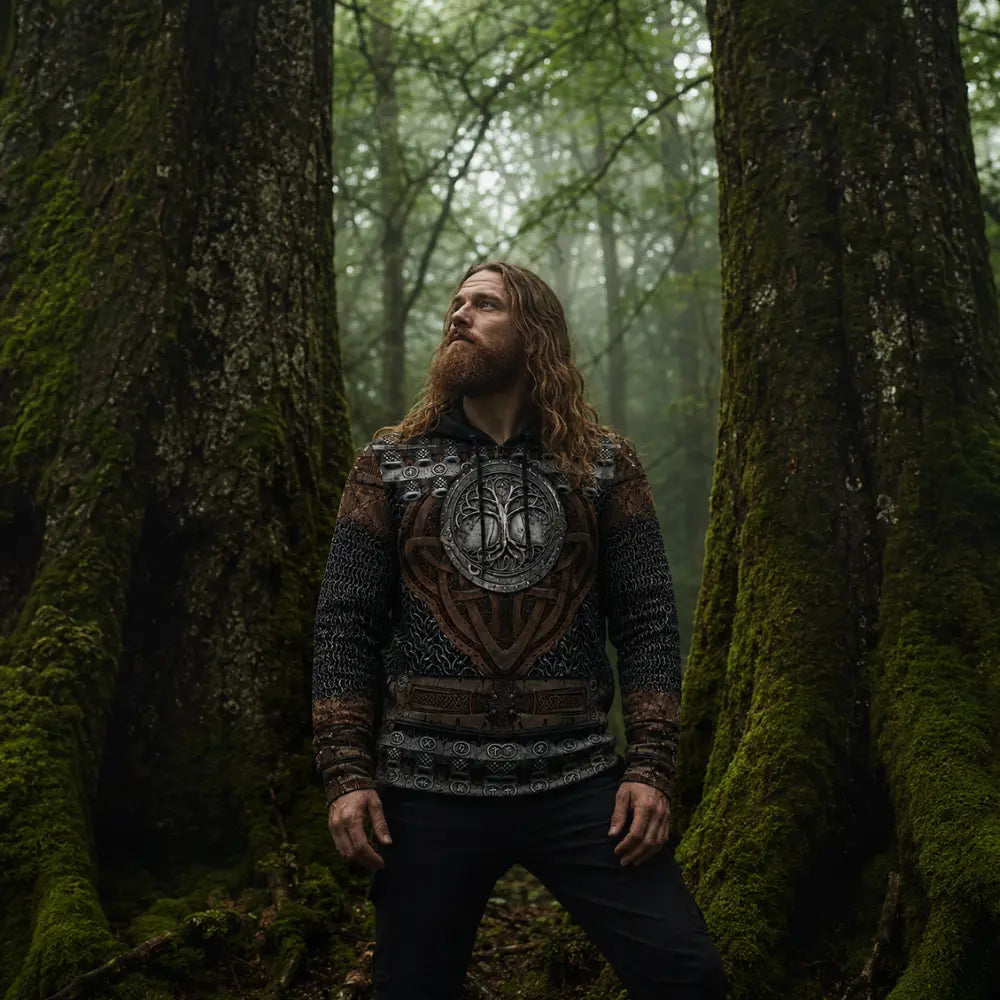 wikinger hoodie weltenbaum yggdrasil maenner nebelwald