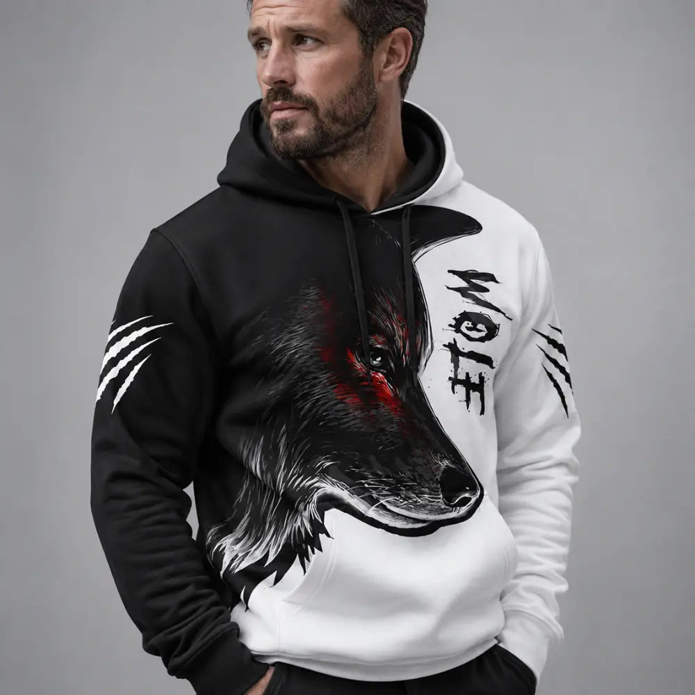 wikinger hoodie wolf herren studio shooting grauer hintergrund