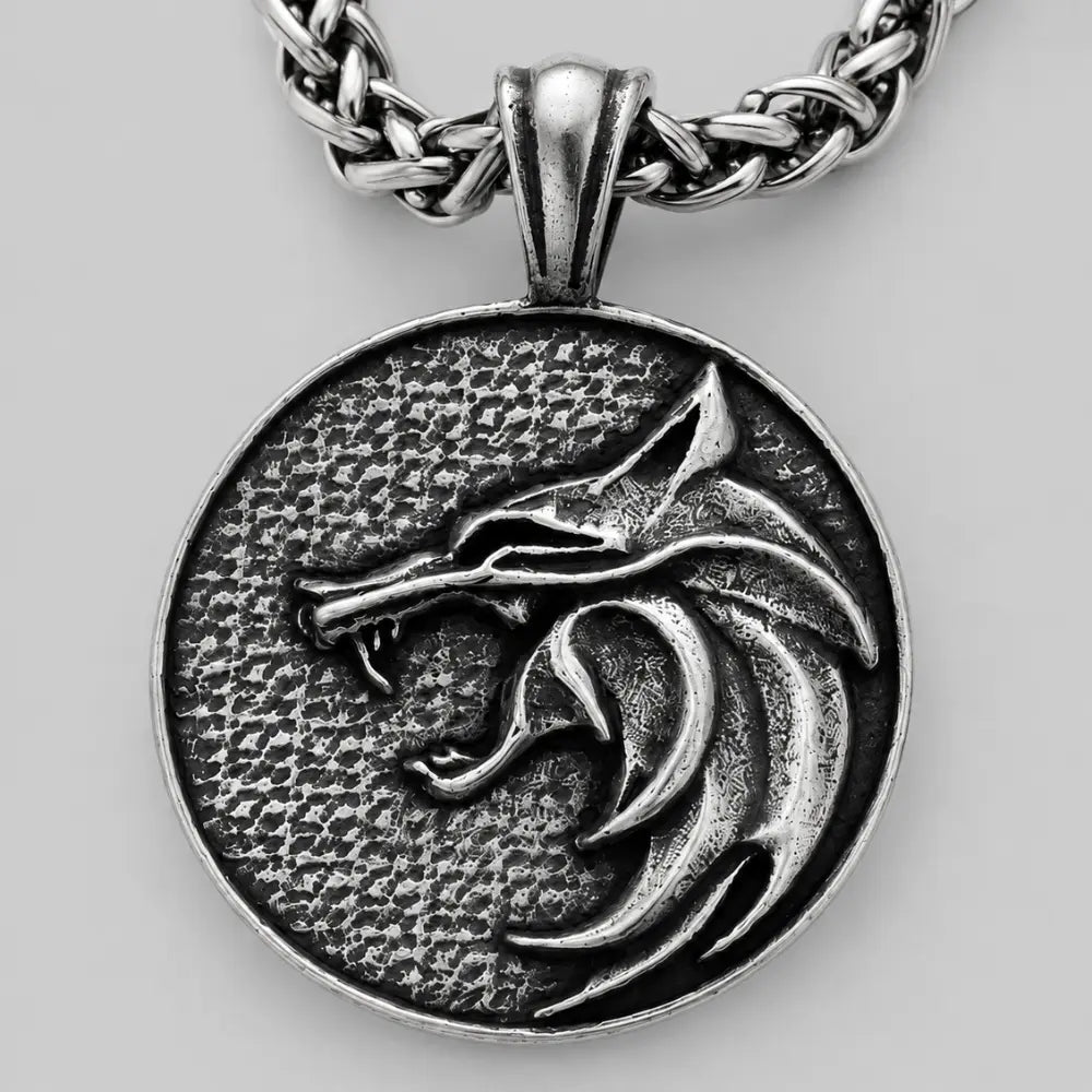 wikinger kette fenrir gravur makro edelstahl