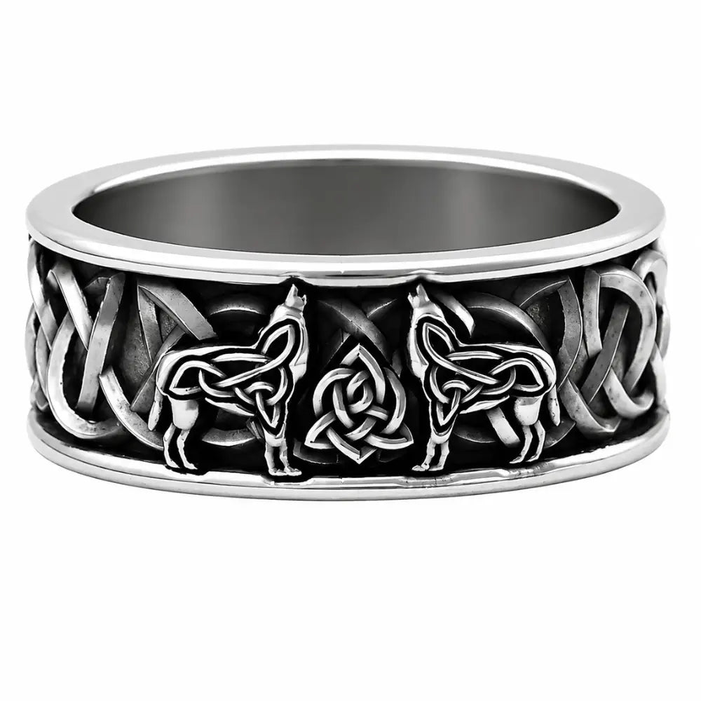 wikinger ring freki geri wolfe silber produktfoto weiss
