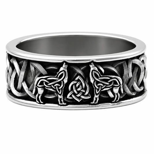 wikinger ring freki geri wolfe silber produktfoto weiss