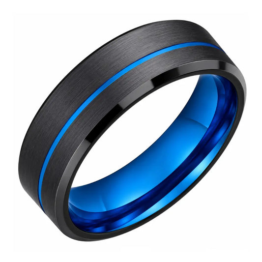 wikinger ring schwarz blau tungsten produkt weisser hintergrund