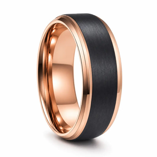 wikinger ring schwarz rosegold frontalansicht weisser hintergrund