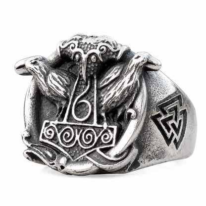wikinger ring thorshammer raben silber produktfoto freisteller