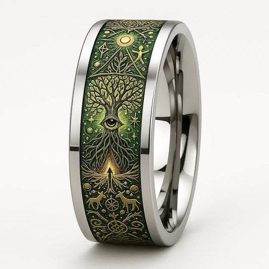 wikinger ring weltenbaum edelstahl freisteller weisser hintergrund 
