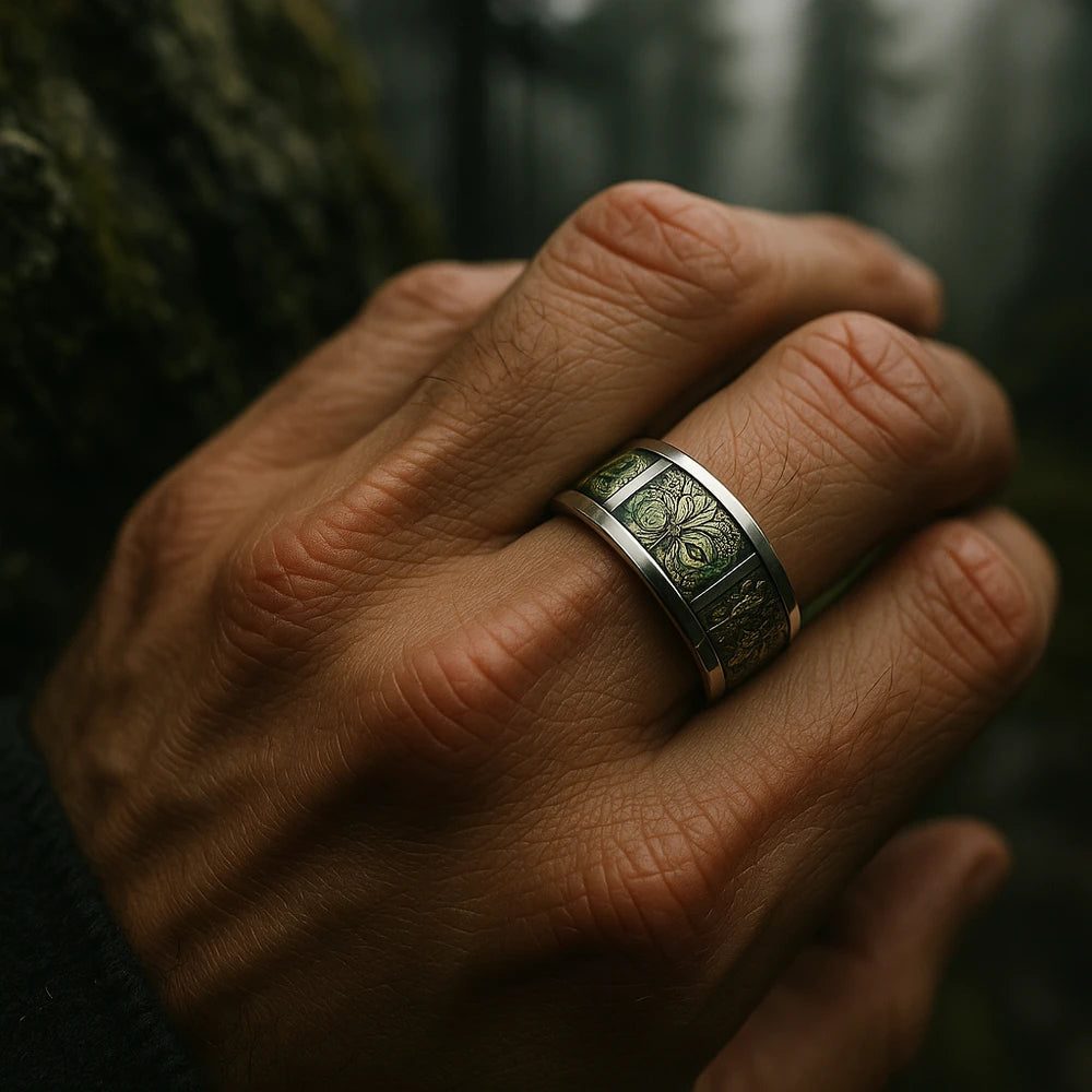 wikinger ring weltenbaum getragen hand mann nordisch