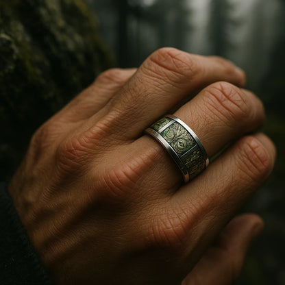 wikinger ring weltenbaum getragen hand mann nordisch