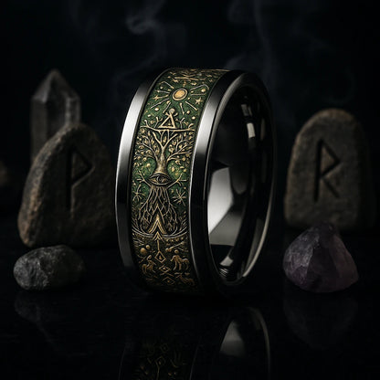 wikinger ring weltenbaum studio runen obsidian mythologie