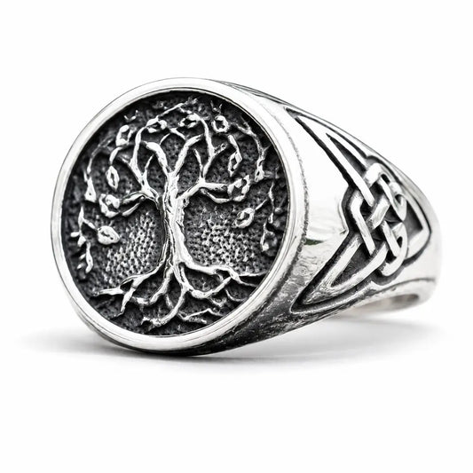 wikinger ring yggdrasil lebensbaum silber freisteller