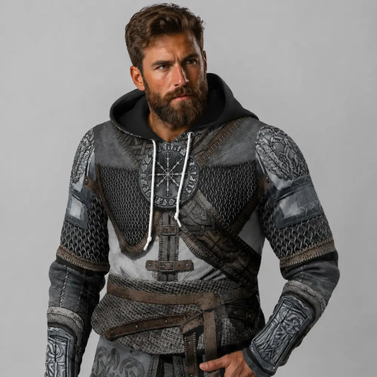 wikinger rustung hoodie modell grauer hintergrund